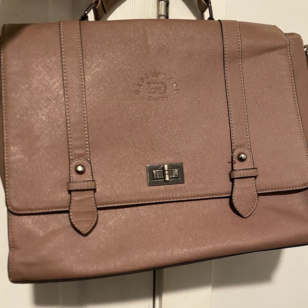 Ease Gave Unisex Mauve Leather Briefcase Travel Satchel